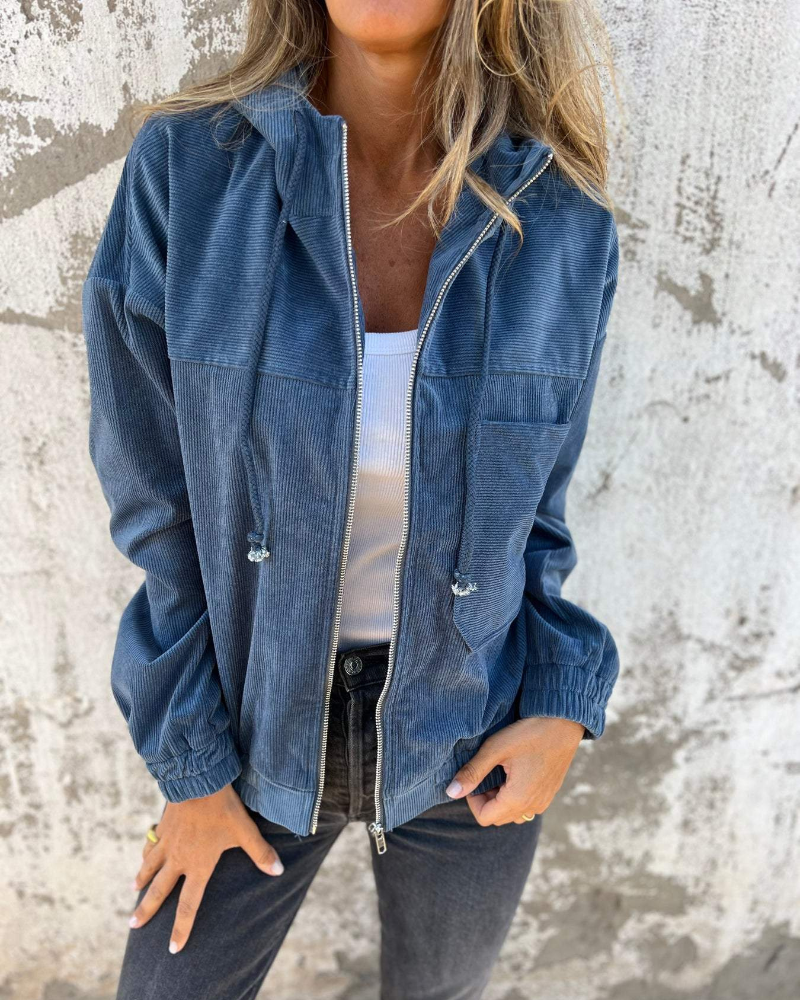 Sarah | Corduroy Hooded Jacket