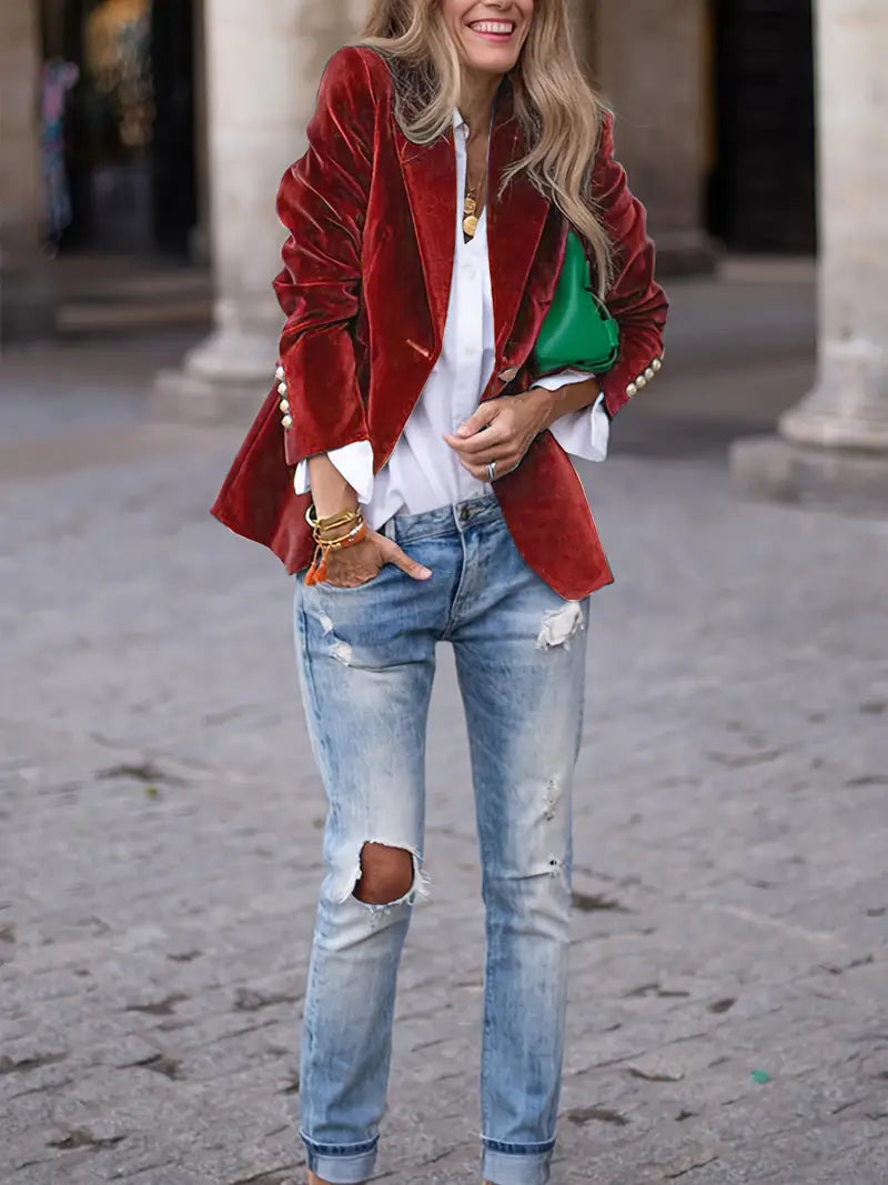 Nicola | Elegant Velvet Blazer