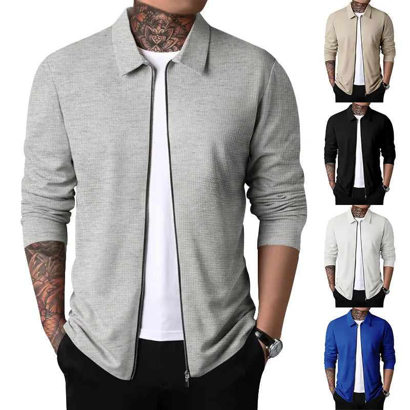Zavero | Waffle Knit Zip-Up Jacket