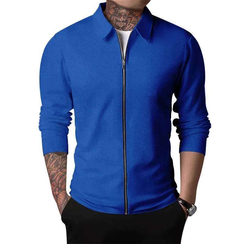 Zavero | Waffle Knit Zip-Up Jacket